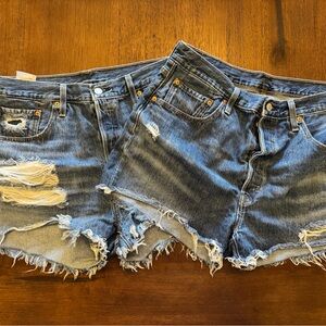 Levi's Blue Distressed Jean Shorts